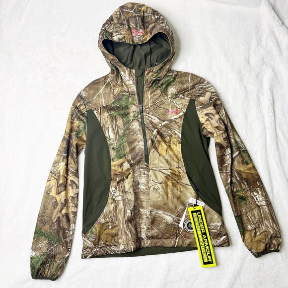 UNDER ARMOUR Half Zip Pullover Scent Control Camo Hunting Jacket Hoodie Medium - Picture 3 of 14